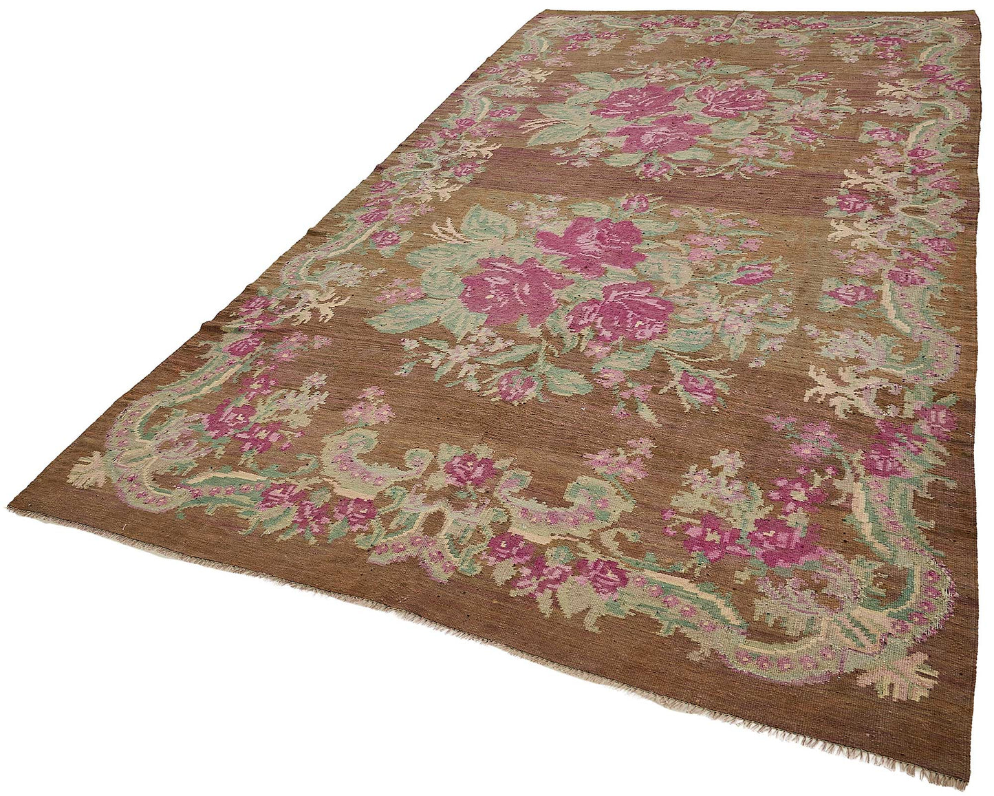 6x11 Brown Vintage Moldovan Kilim Rug - 51333