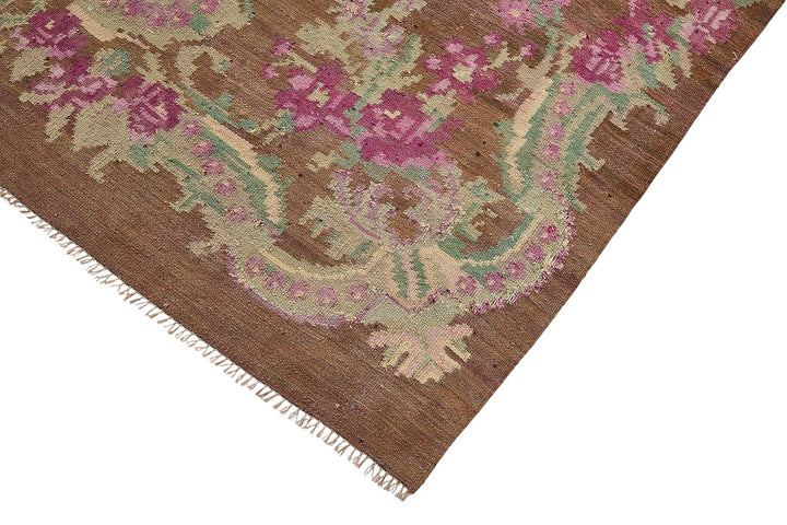 6x11 Brown Vintage Moldovan Kilim Rug - 51333