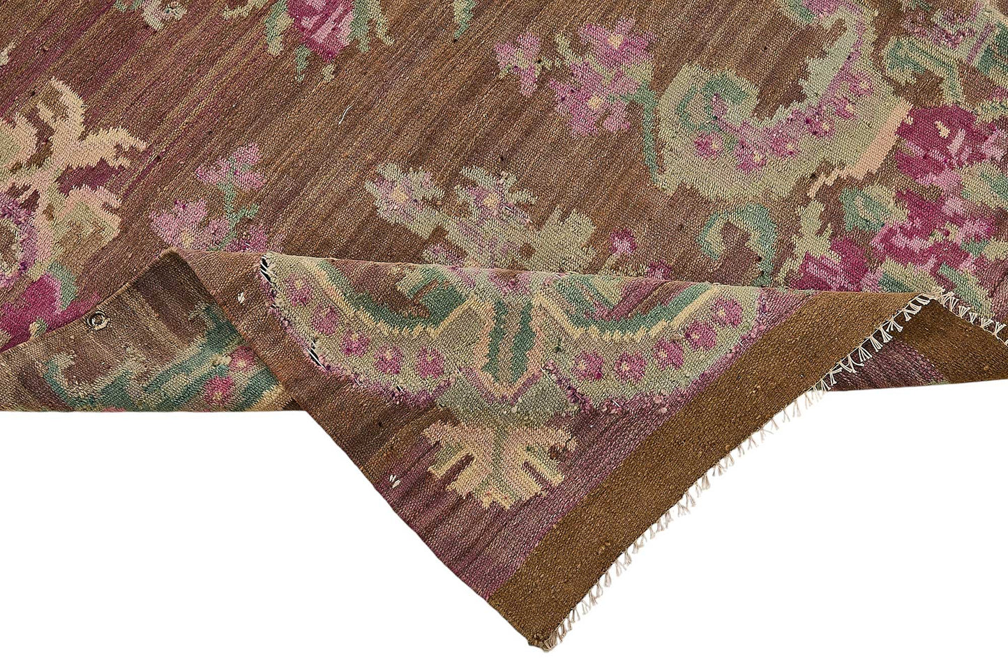 6x11 Brown Vintage Moldovan Kilim Rug - 51333