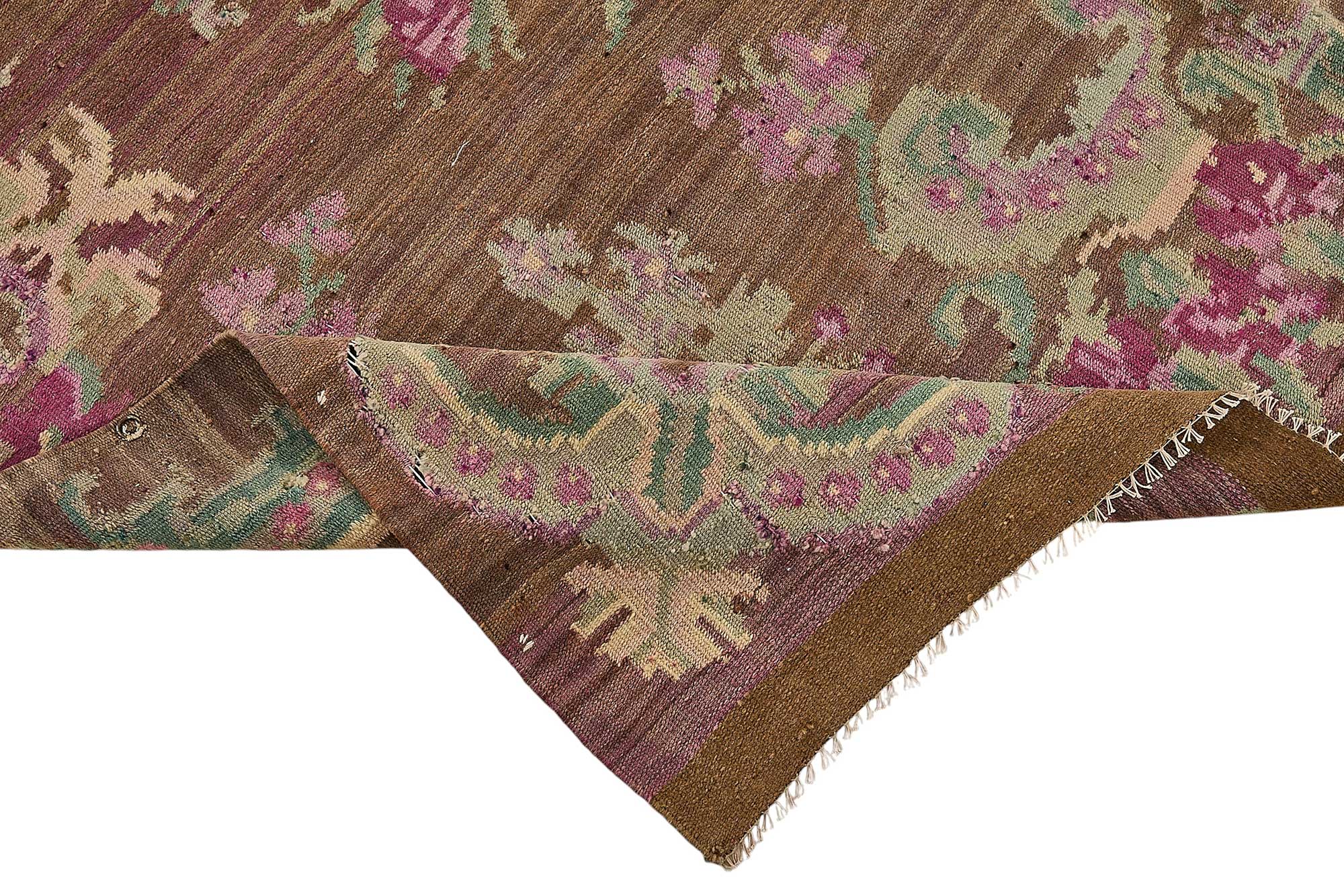 6x11 Brown Vintage Moldovan Kilim Rug - 51333