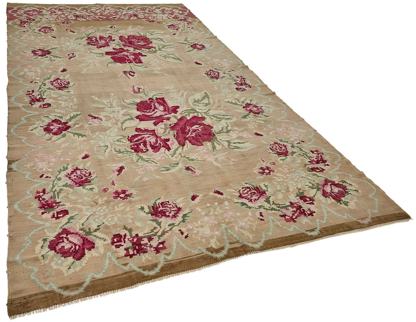 6x11 Brown Vintage Moldovan Kilim Rug - 51334