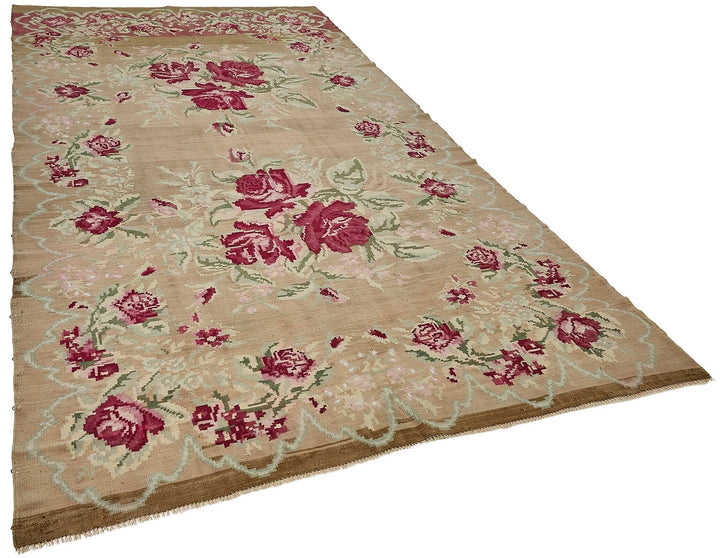 6x11 Brown Vintage Moldovan Kilim Rug - 51334