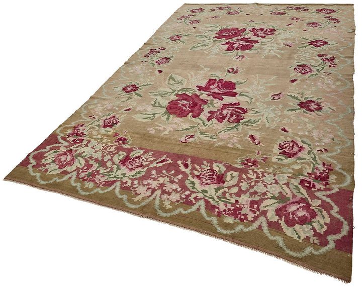 6x11 Brown Vintage Moldovan Kilim Rug - 51334