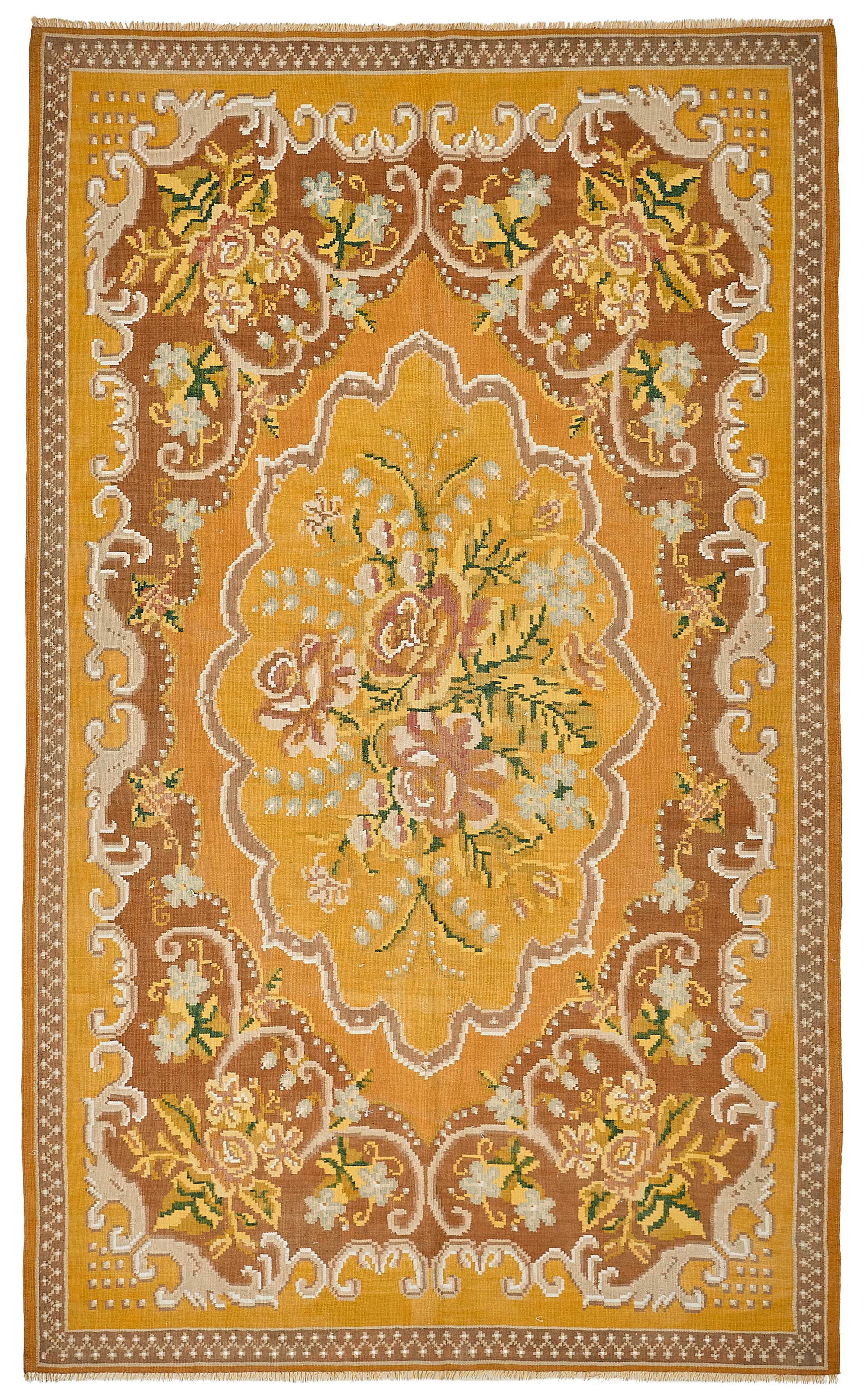 6x10 Yellow Vintage Moldovan Kilim Rug - 51335