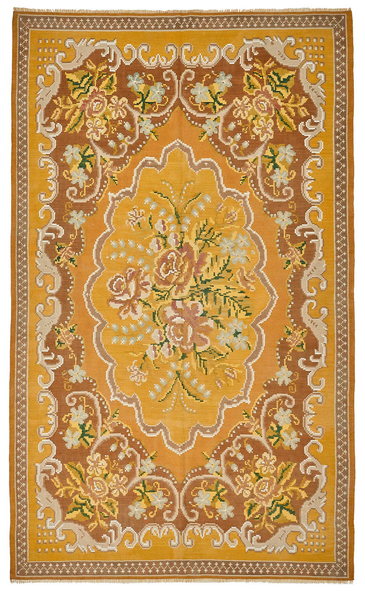 6x10 Yellow Vintage Moldovan Kilim Rug - 51335