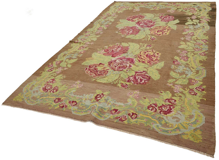 6x11 Brown Vintage Moldovan Kilim Rug - 51336