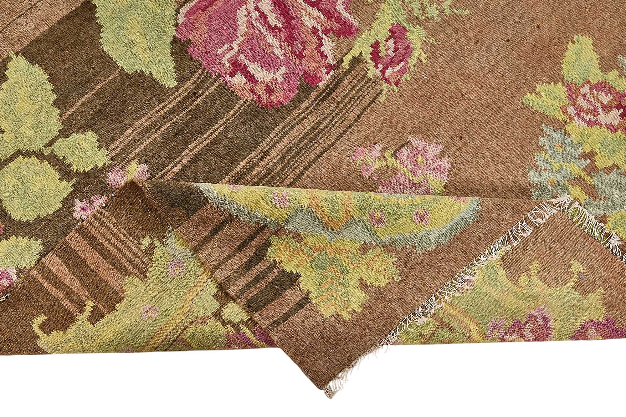 6x11 Brown Vintage Moldovan Kilim Rug - 51336