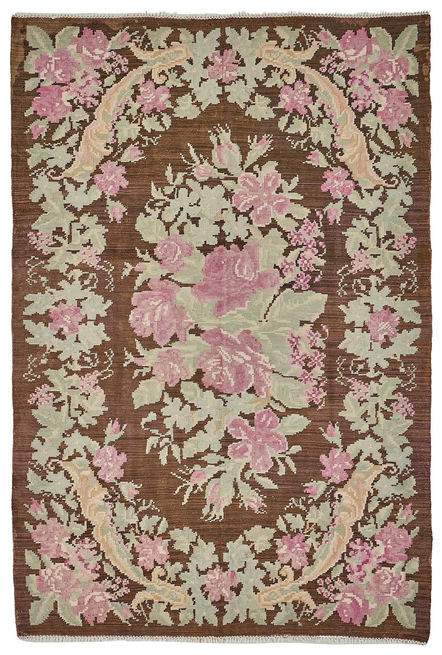 6x8 Brown Vintage Moldovan Kilim Rug - 51337