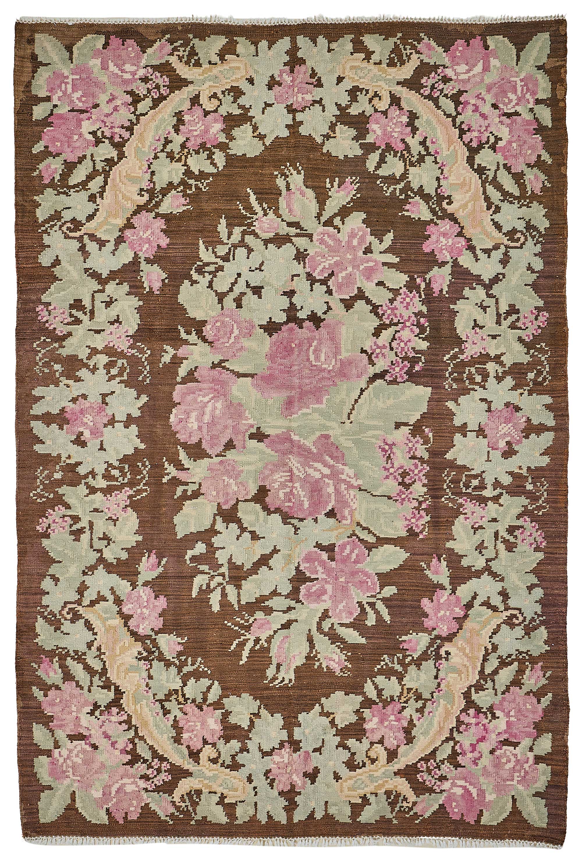 6x8 Brown Vintage Moldovan Kilim Rug - 51337