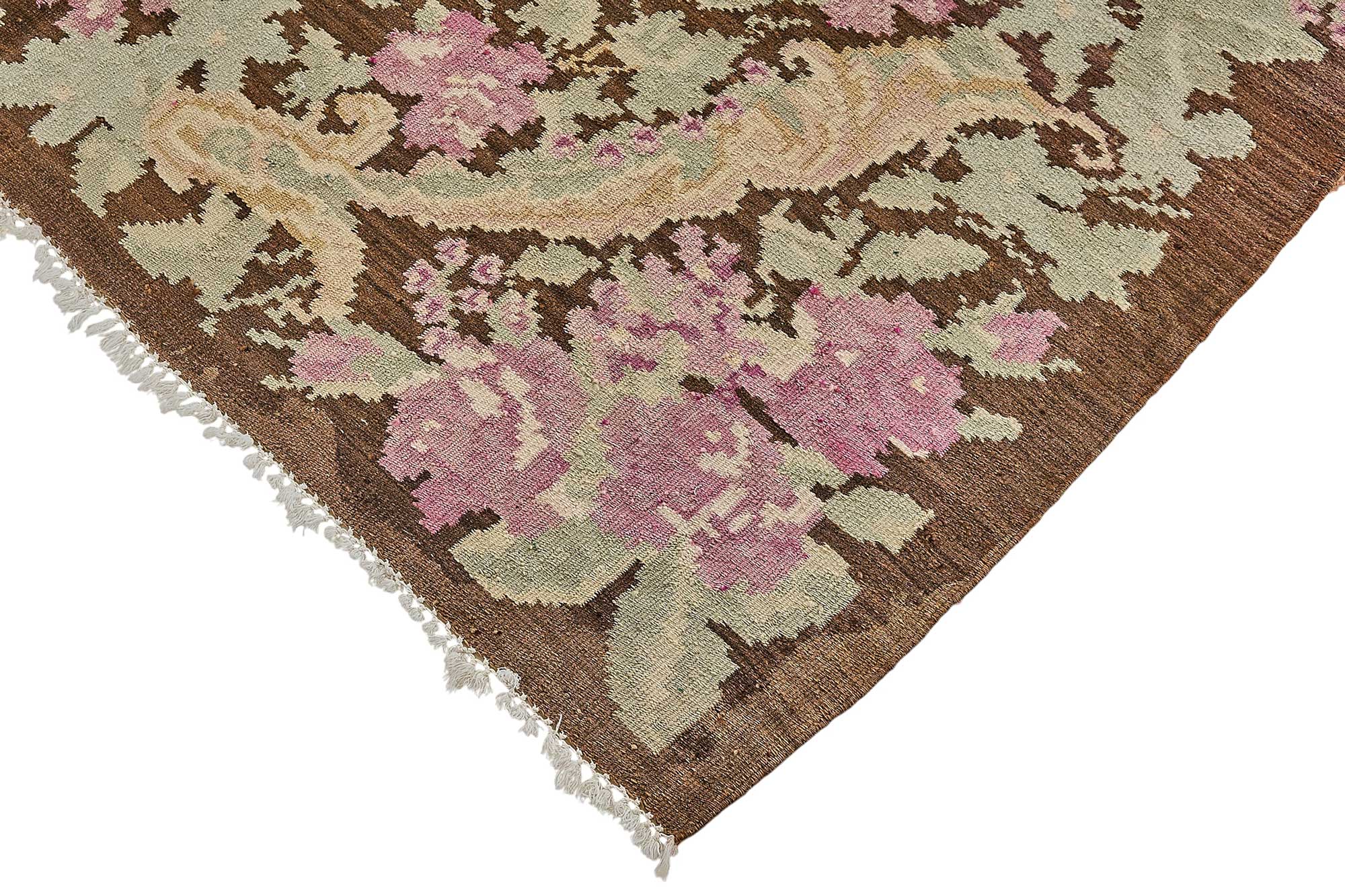 6x8 Brown Vintage Moldovan Kilim Rug - 51337