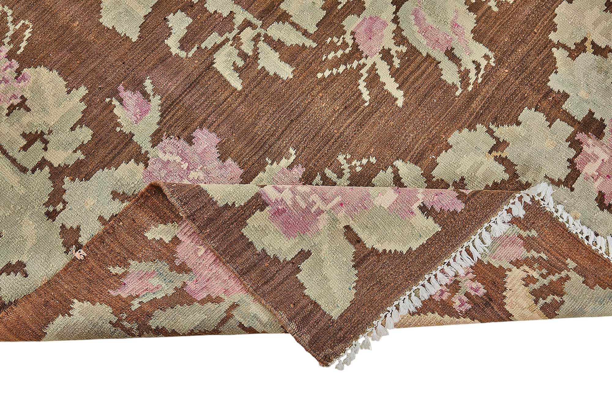 6x8 Brown Vintage Moldovan Kilim Rug - 51337