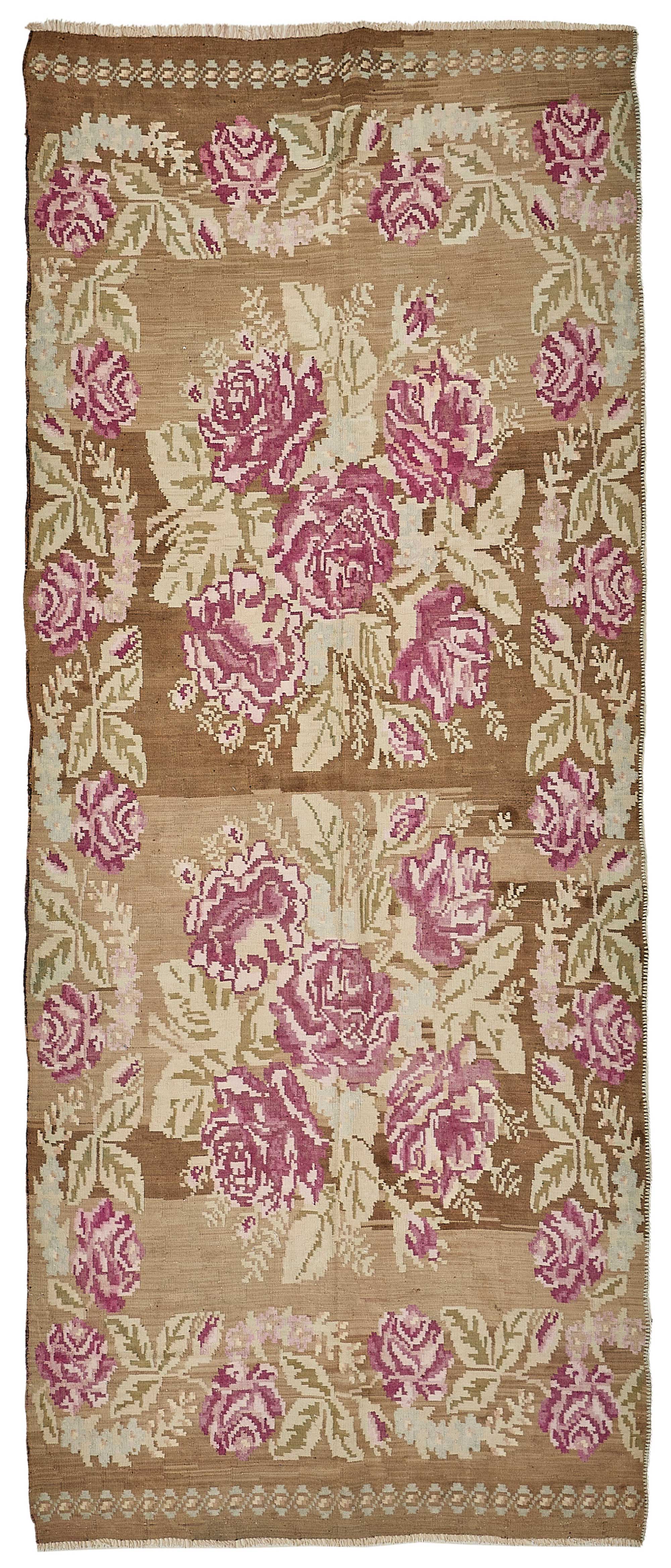 5x12 Brown Vintage Moldovan Kilim Rug - 51338