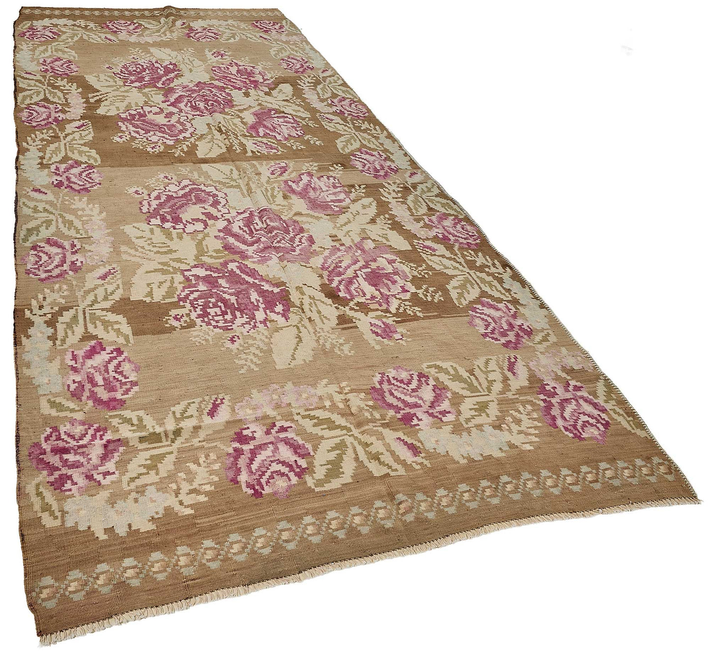 5x12 Brown Vintage Moldovan Kilim Rug - 51338