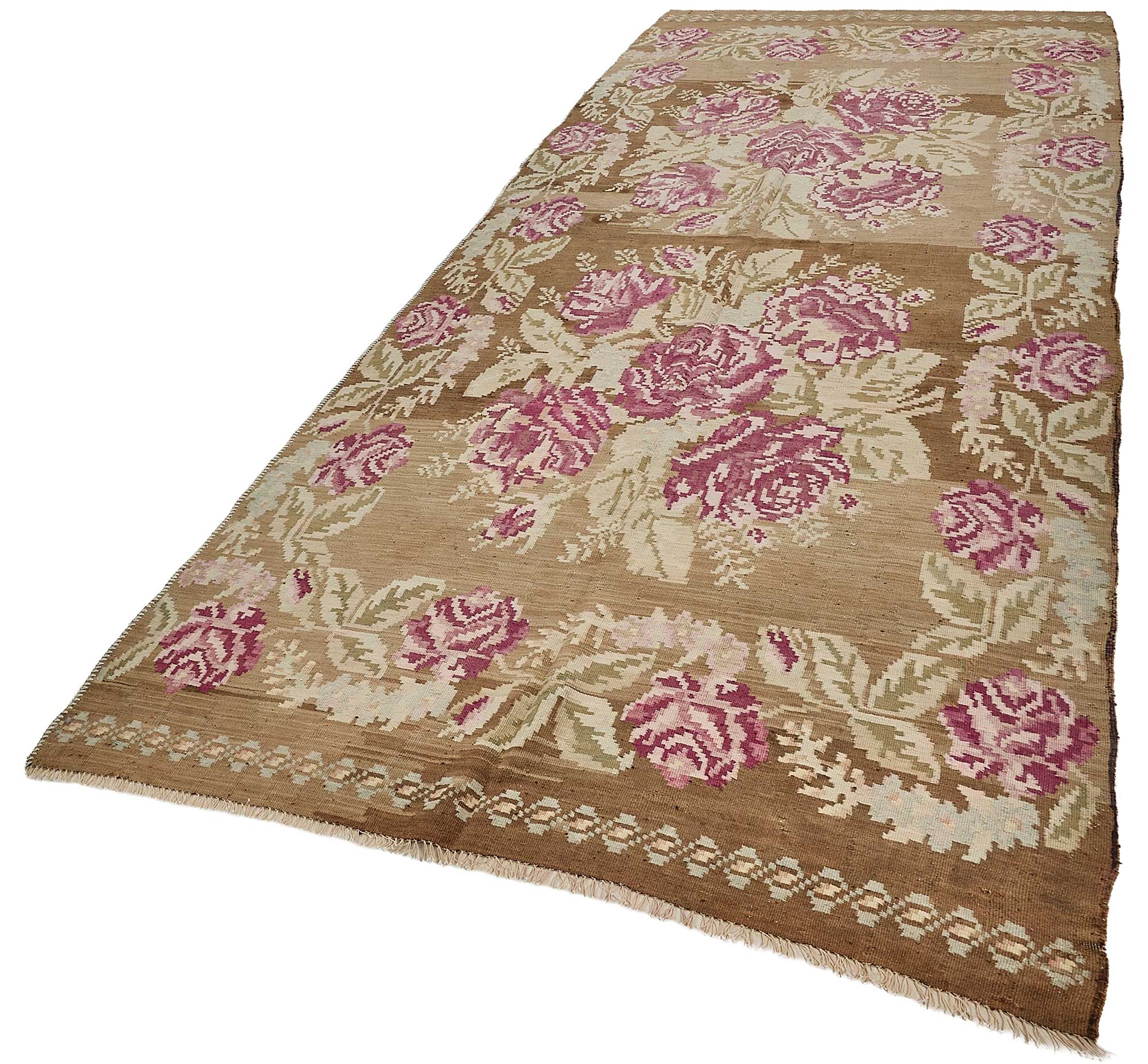 5x12 Brown Vintage Moldovan Kilim Rug - 51338