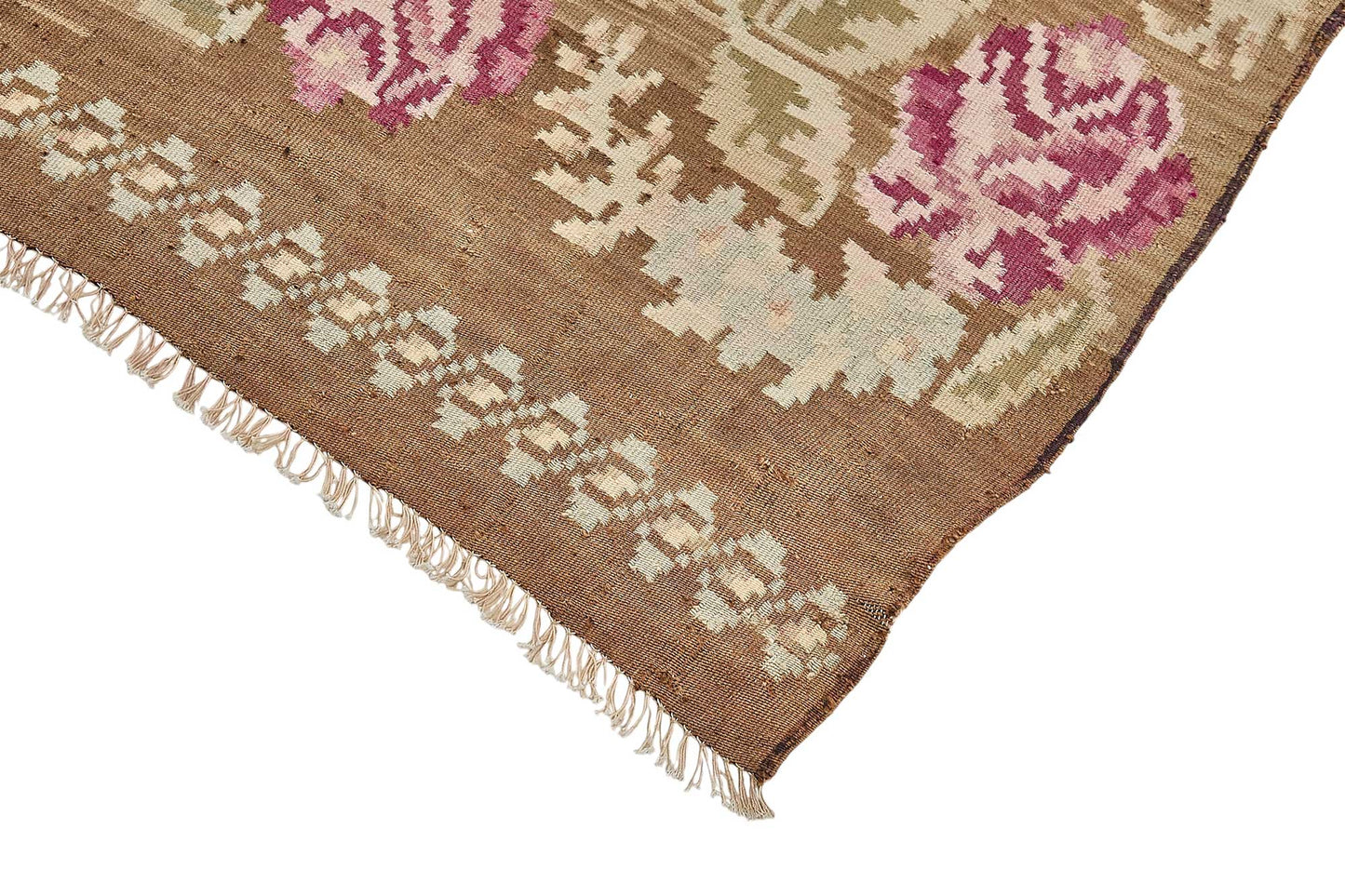 5x12 Brown Vintage Moldovan Kilim Rug - 51338