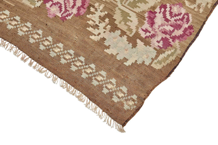 5x12 Brown Vintage Moldovan Kilim Rug - 51338