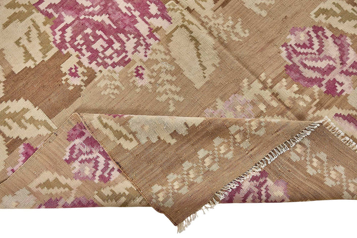 5x12 Brown Vintage Moldovan Kilim Rug - 51338