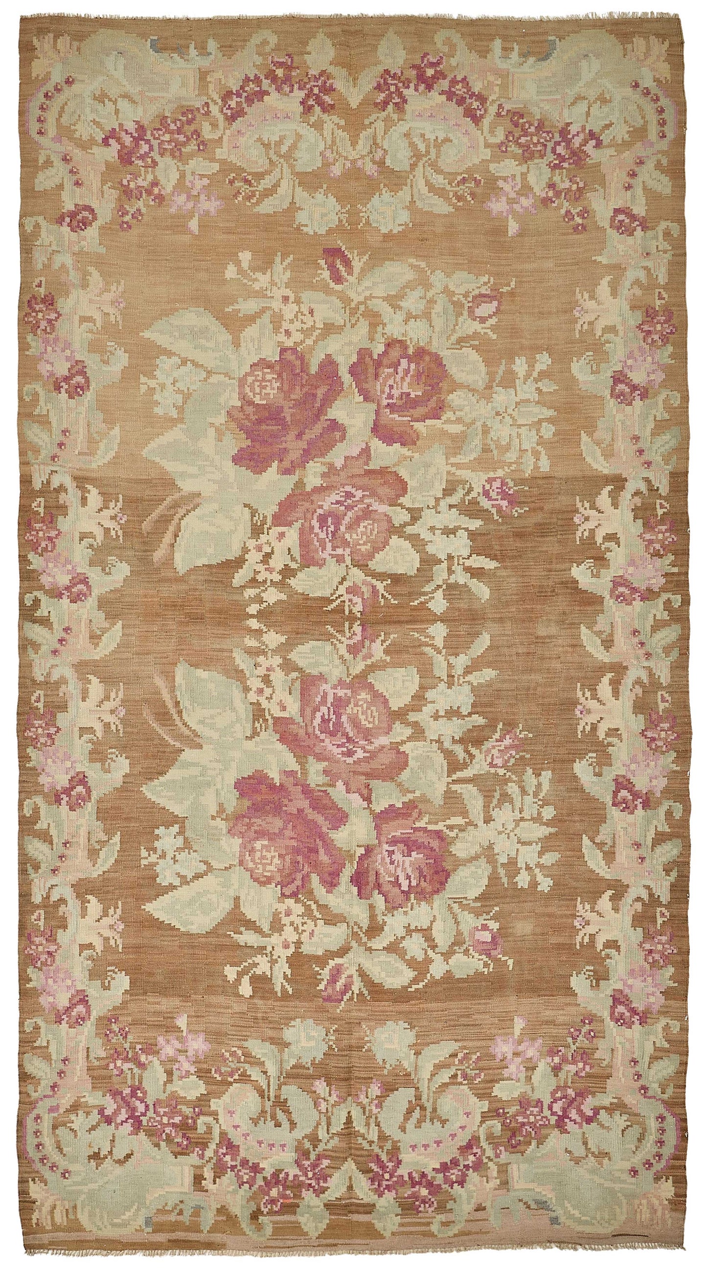6x11 Brown Vintage Moldovan Kilim Rug - 51339