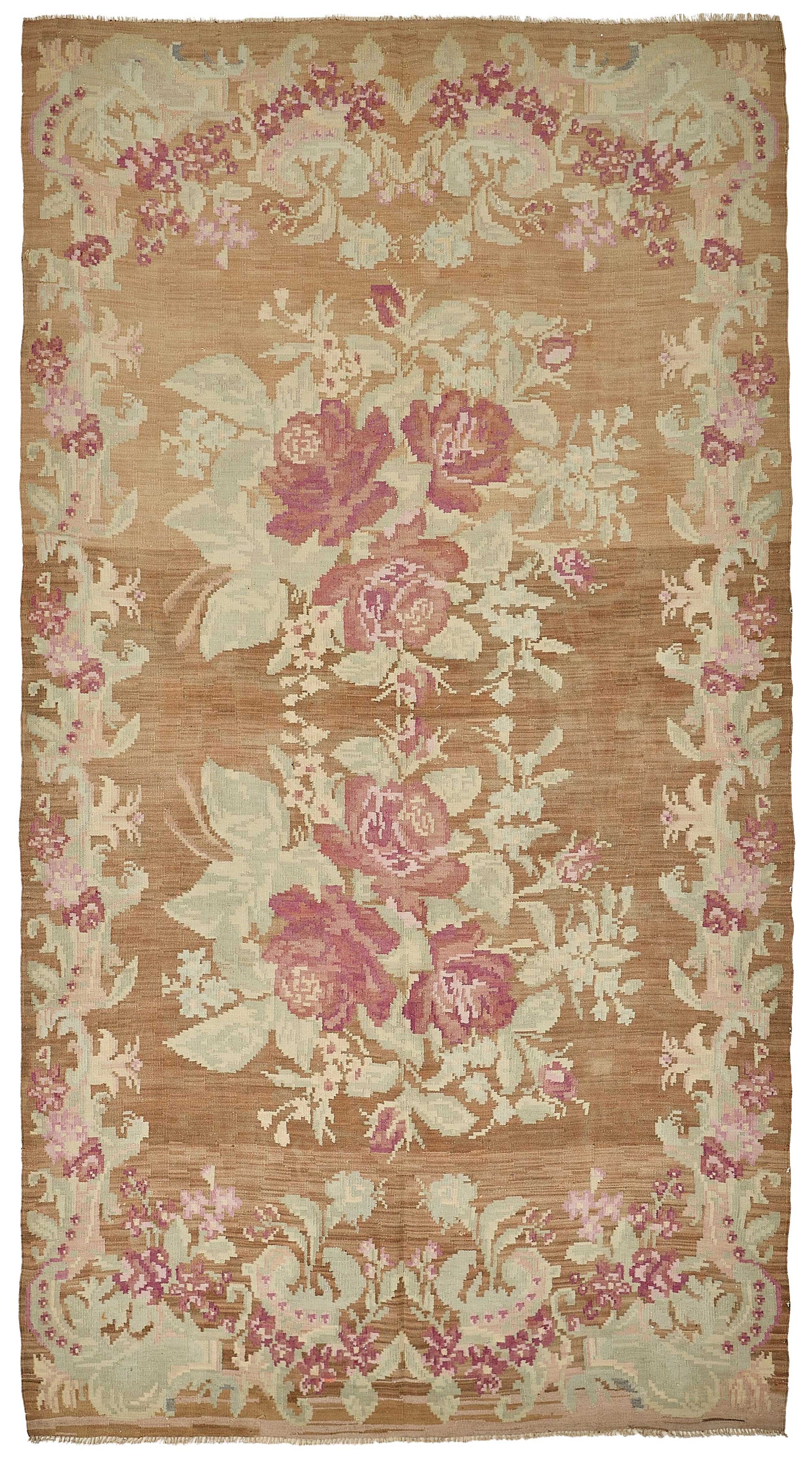 6x11 Brown Vintage Moldovan Kilim Rug - 51339