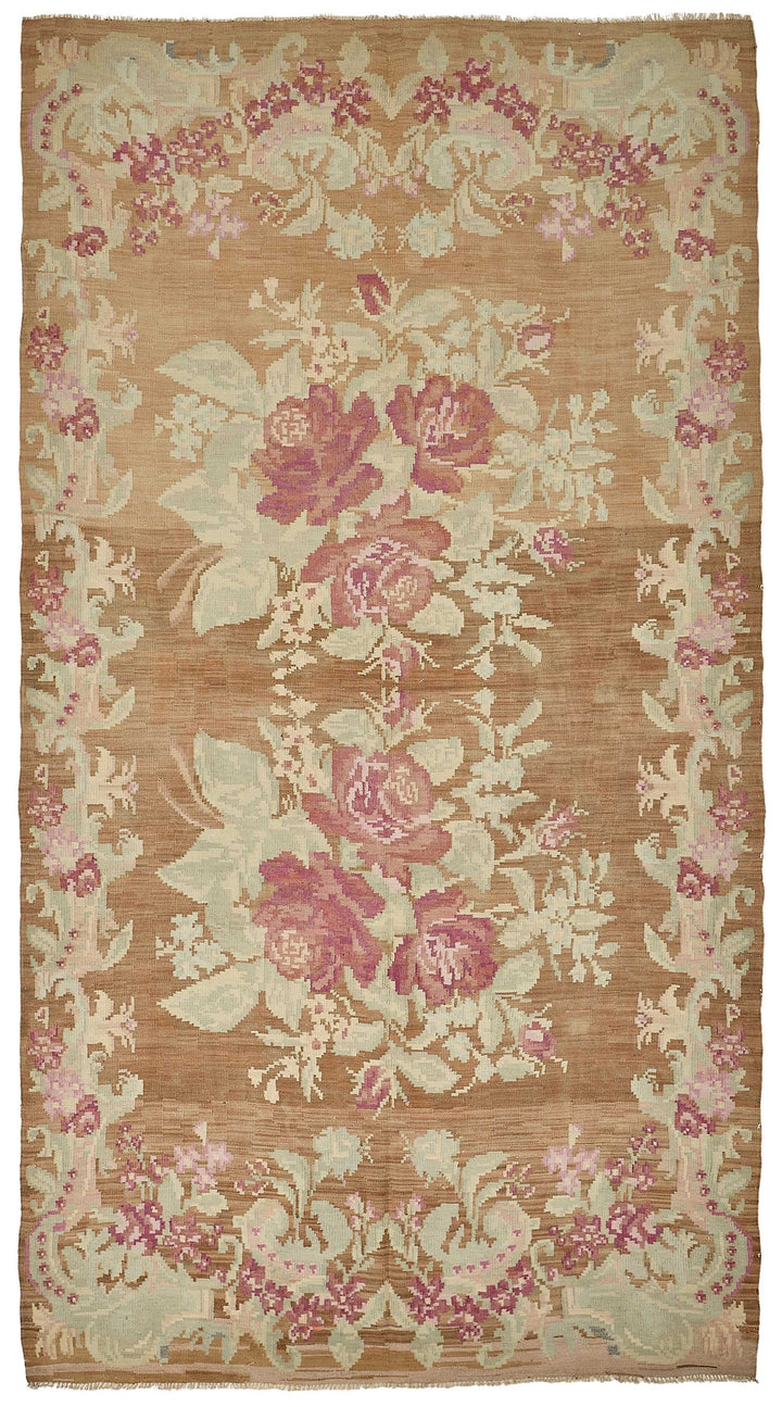 6x11 Brown Vintage Moldovan Kilim Rug - 51339