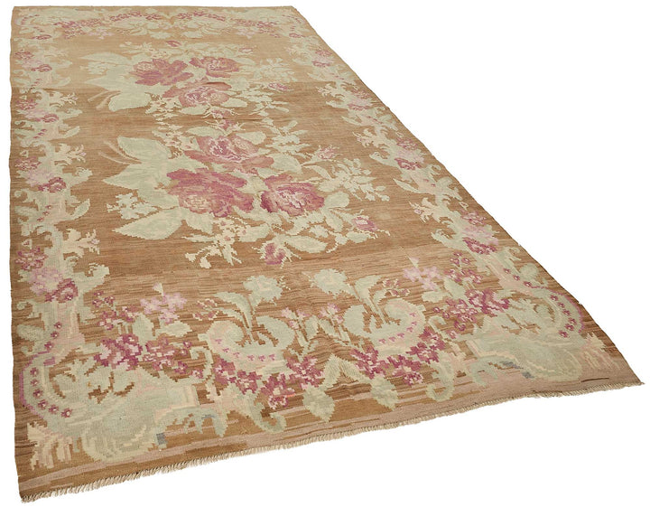 6x11 Brown Vintage Moldovan Kilim Rug - 51339