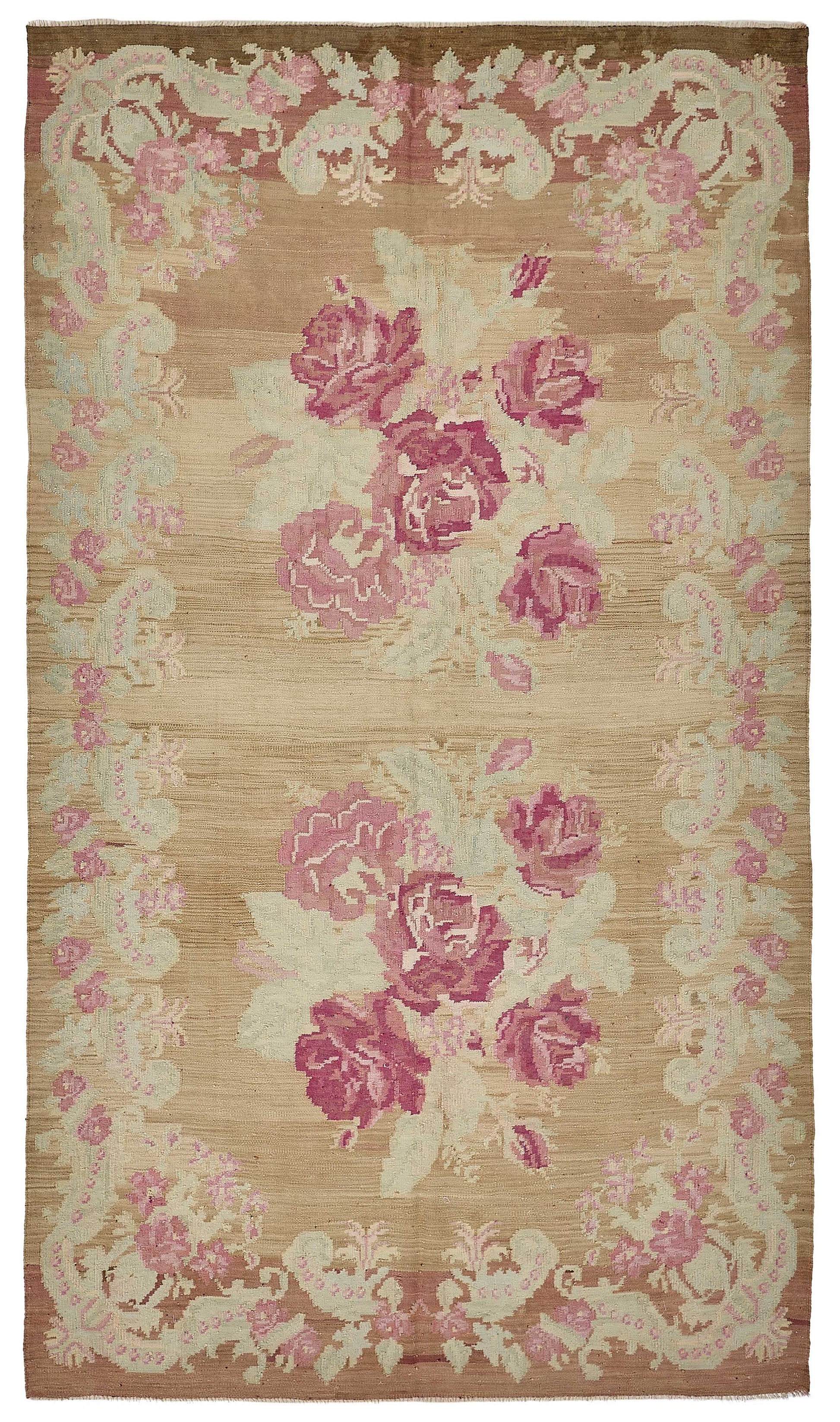 6x11 Brown Vintage Moldovan Kilim Rug - 51340