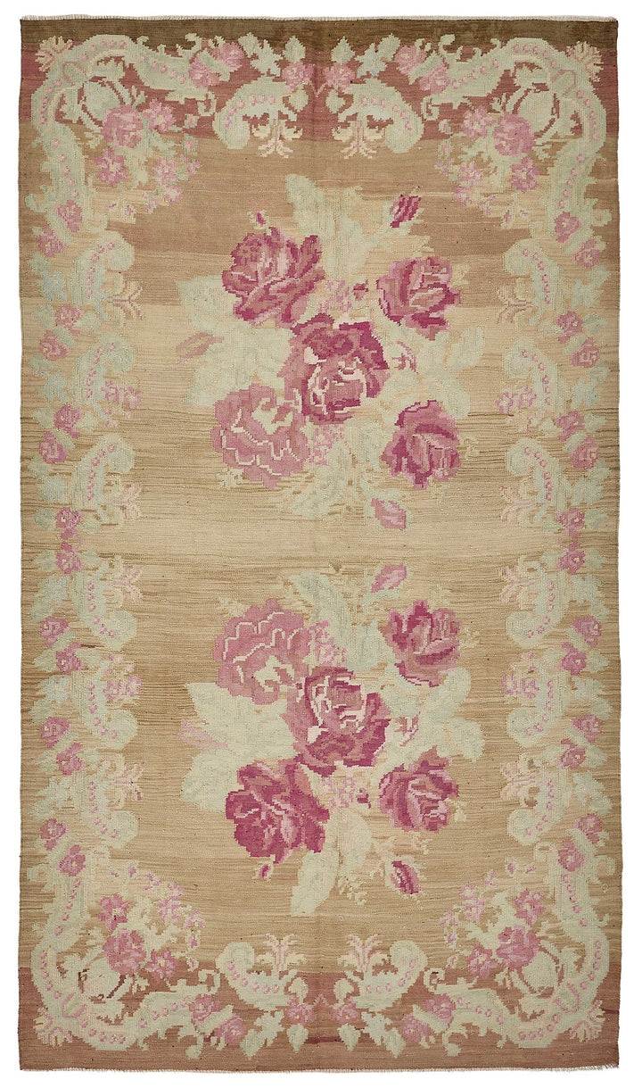 6x11 Brown Vintage Moldovan Kilim Rug - 51340