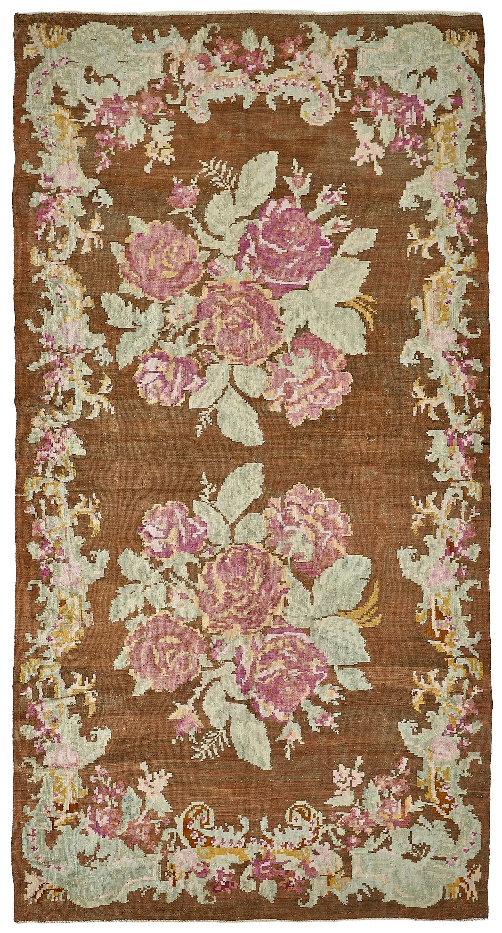 6x11 Brown Vintage Moldovan Kilim Rug - 51341