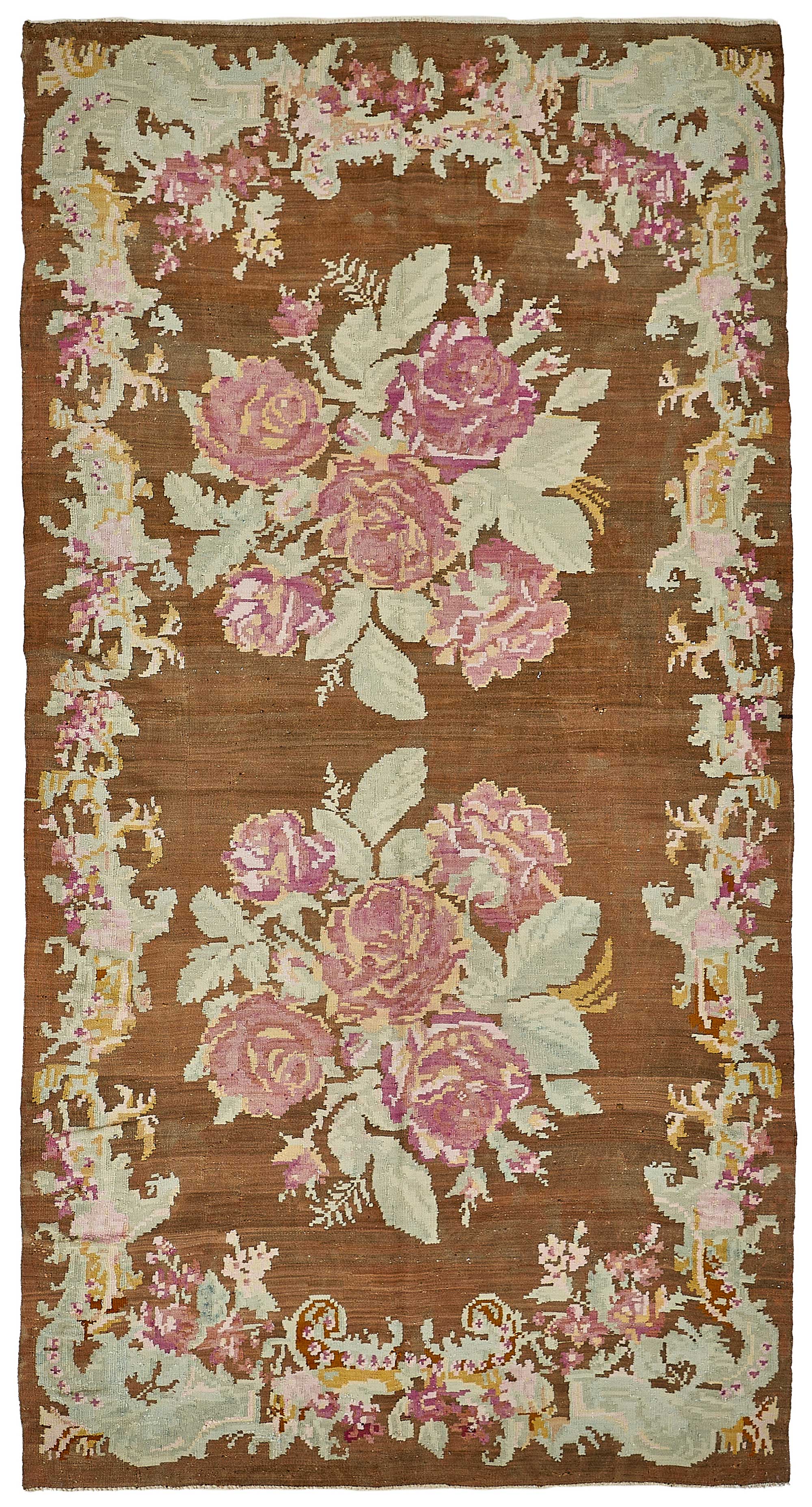 6x11 Brown Vintage Moldovan Kilim Rug - 51341
