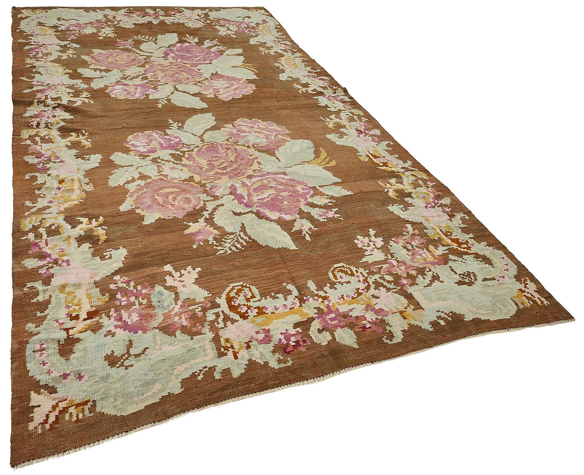 6x11 Brown Vintage Moldovan Kilim Rug - 51341