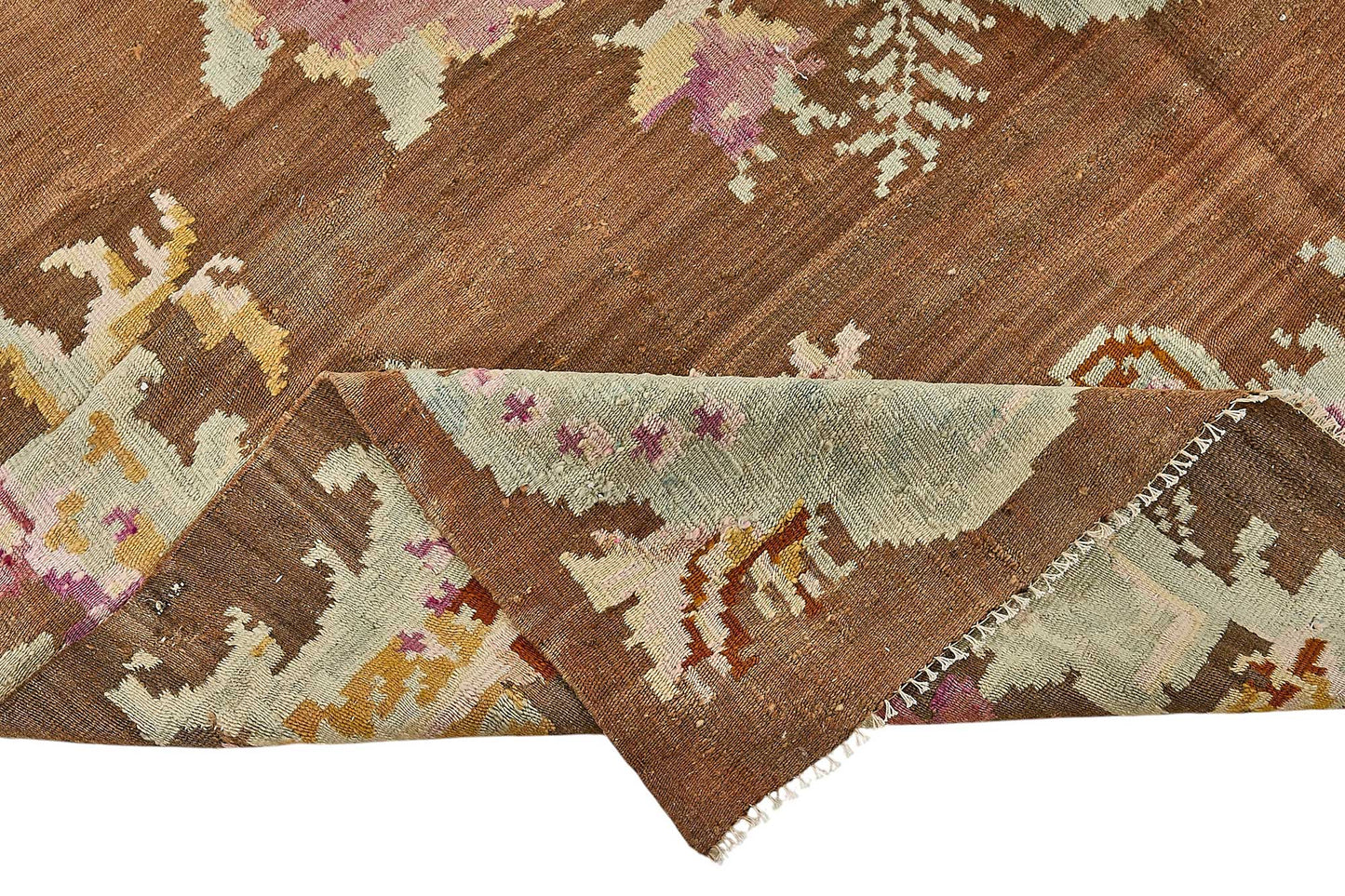 6x11 Brown Vintage Moldovan Kilim Rug - 51341