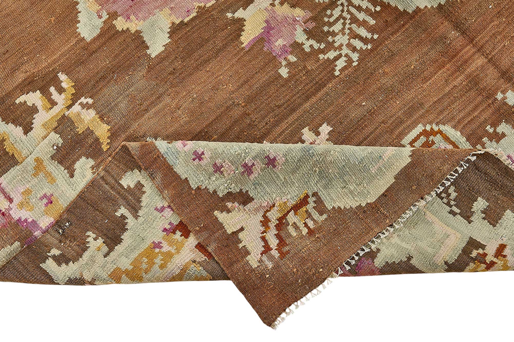 6x11 Brown Vintage Moldovan Kilim Rug - 51341