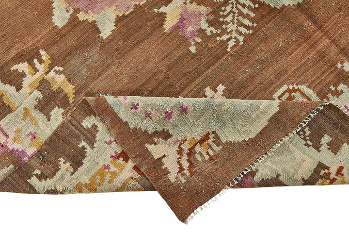6x11 Brown Vintage Moldovan Kilim Rug - 51341