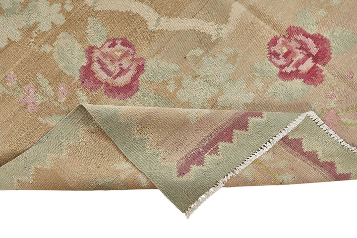 6x9 Brown Vintage Moldovan Kilim Rug - 51342