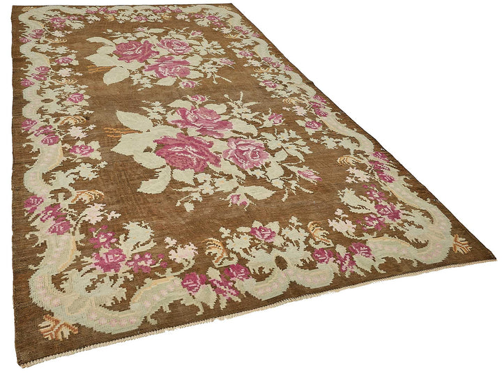 6x10 Brown Vintage Moldovan Kilim Rug - 51343