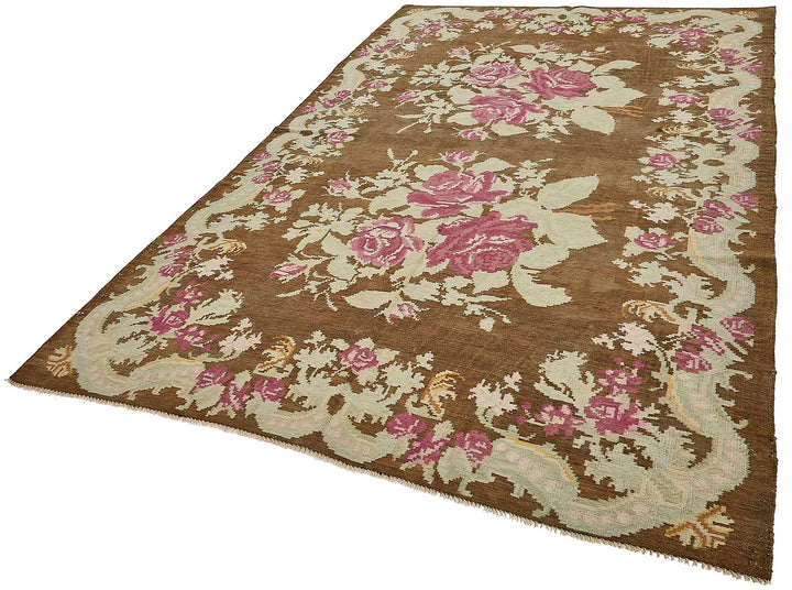 6x10 Brown Vintage Moldovan Kilim Rug - 51343