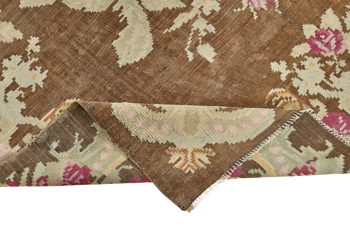 6x10 Brown Vintage Moldovan Kilim Rug - 51343