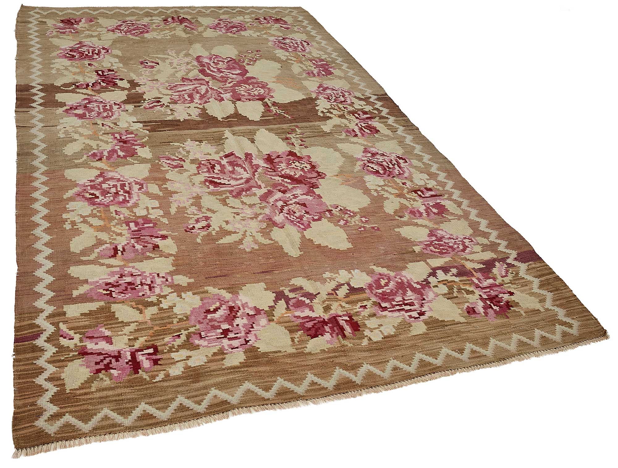 5x9 Brown Vintage Moldovan Kilim Rug - 51344