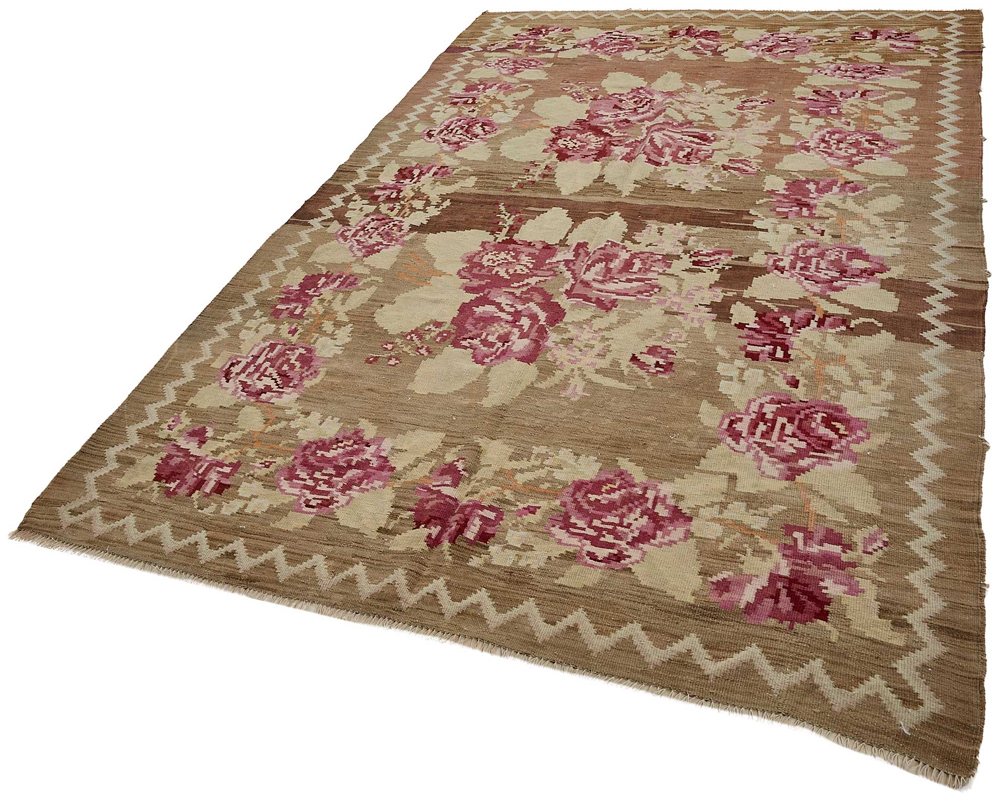 5x9 Brown Vintage Moldovan Kilim Rug - 51344