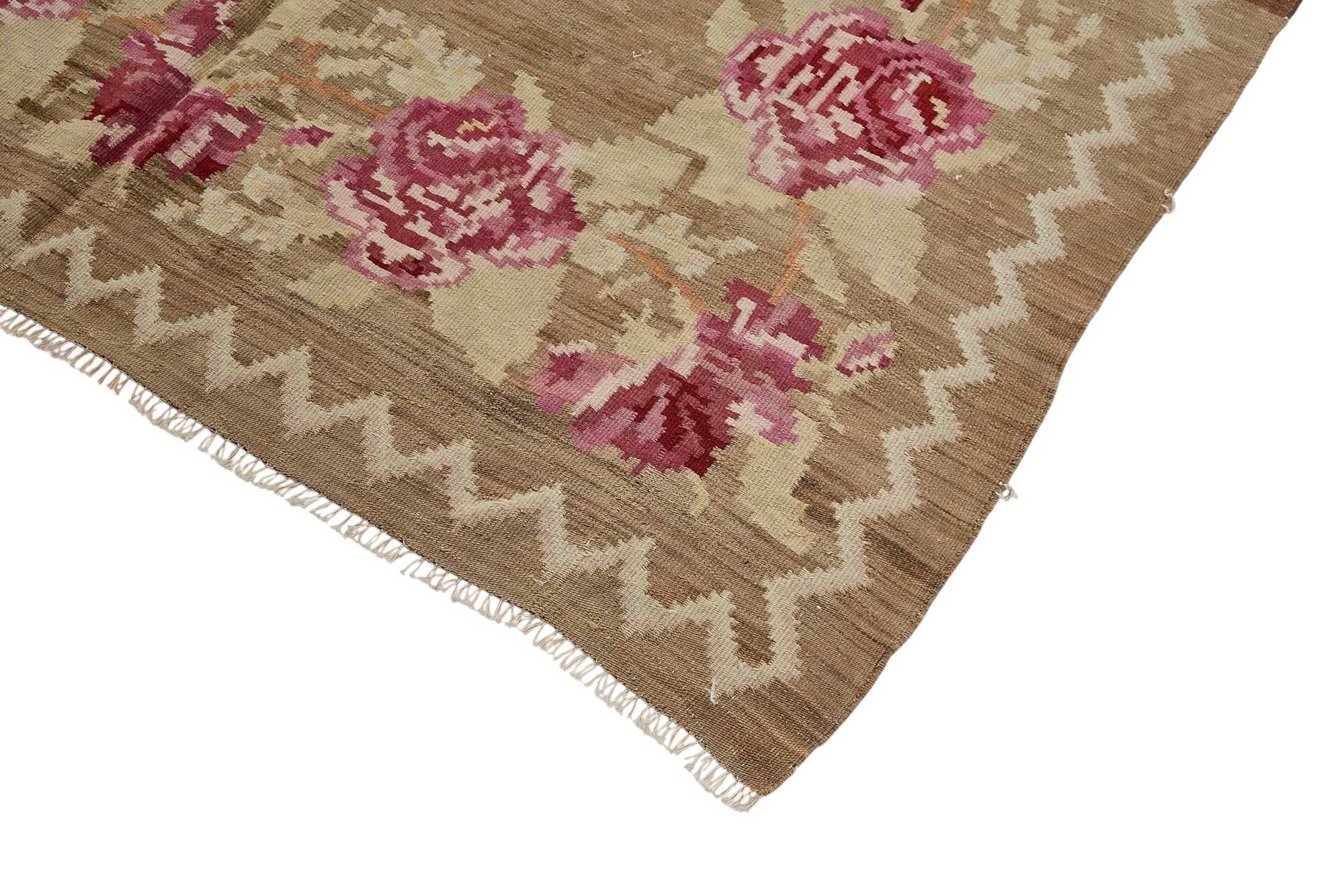 5x9 Brown Vintage Moldovan Kilim Rug - 51344