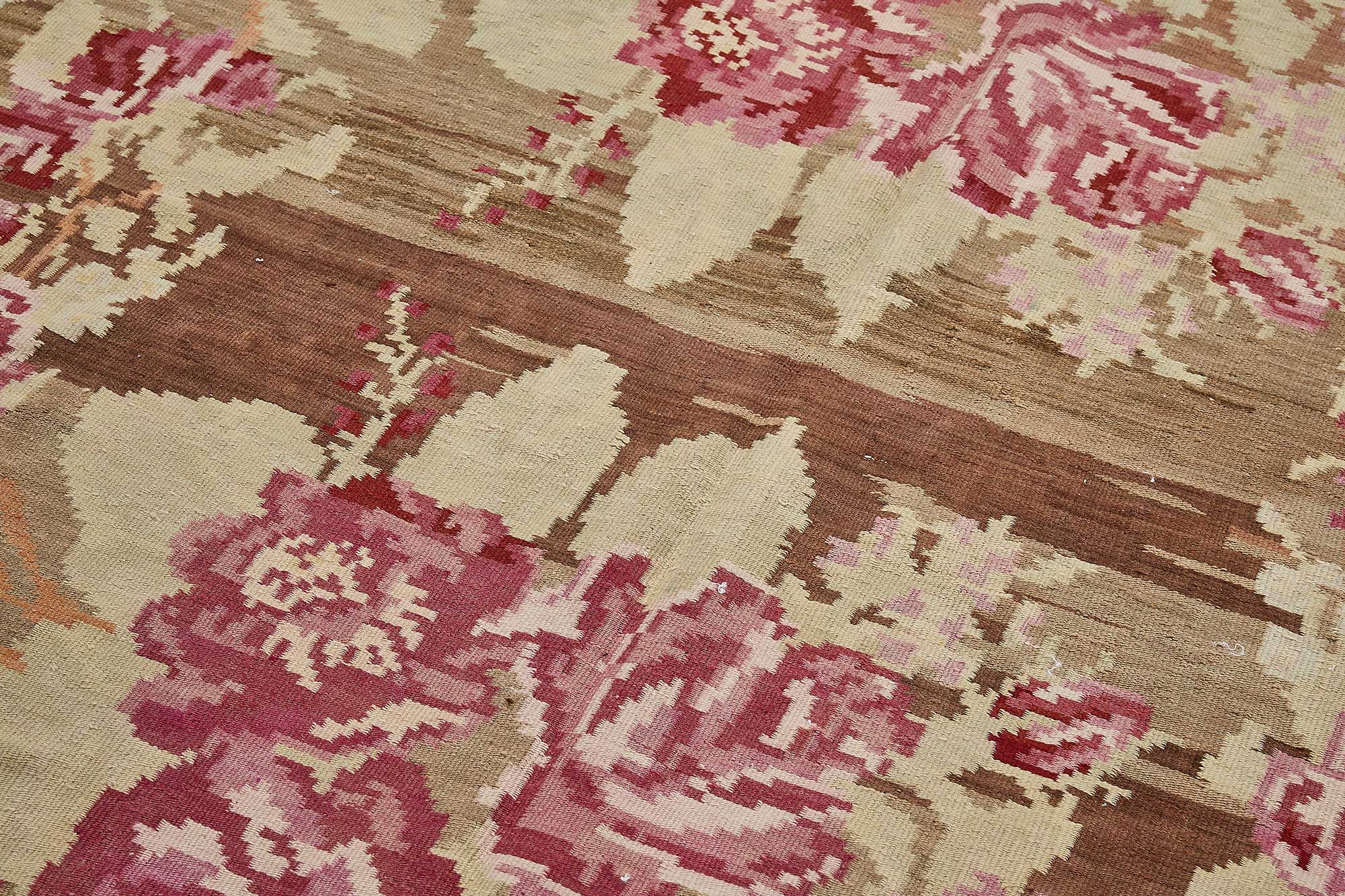 5x9 Brown Vintage Moldovan Kilim Rug - 51344