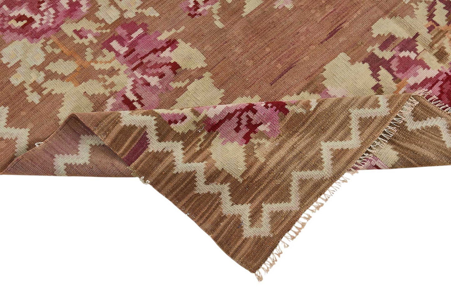 5x9 Brown Vintage Moldovan Kilim Rug - 51344