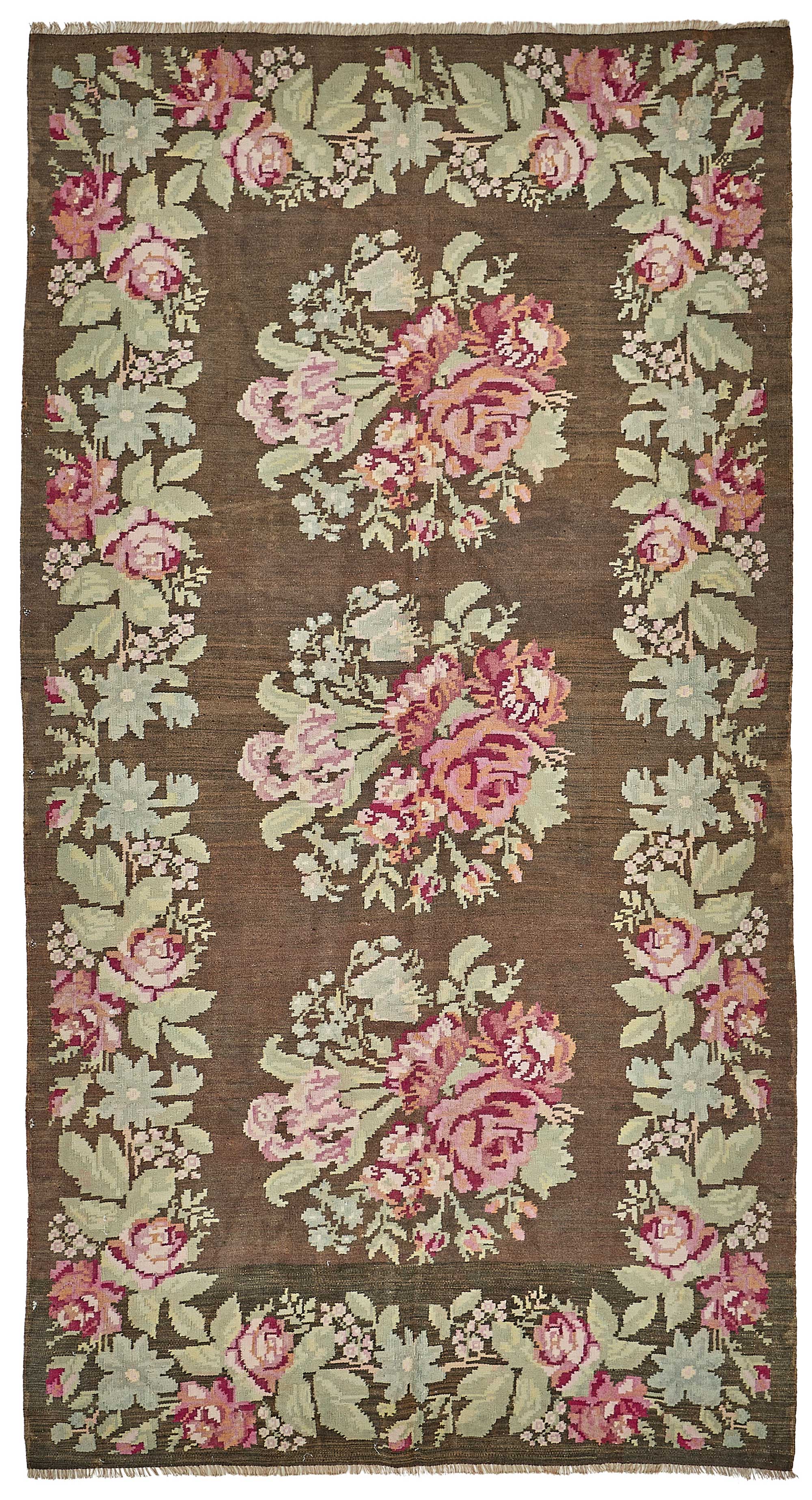 6x11 Brown Vintage Moldovan Kilim Rug - 51345