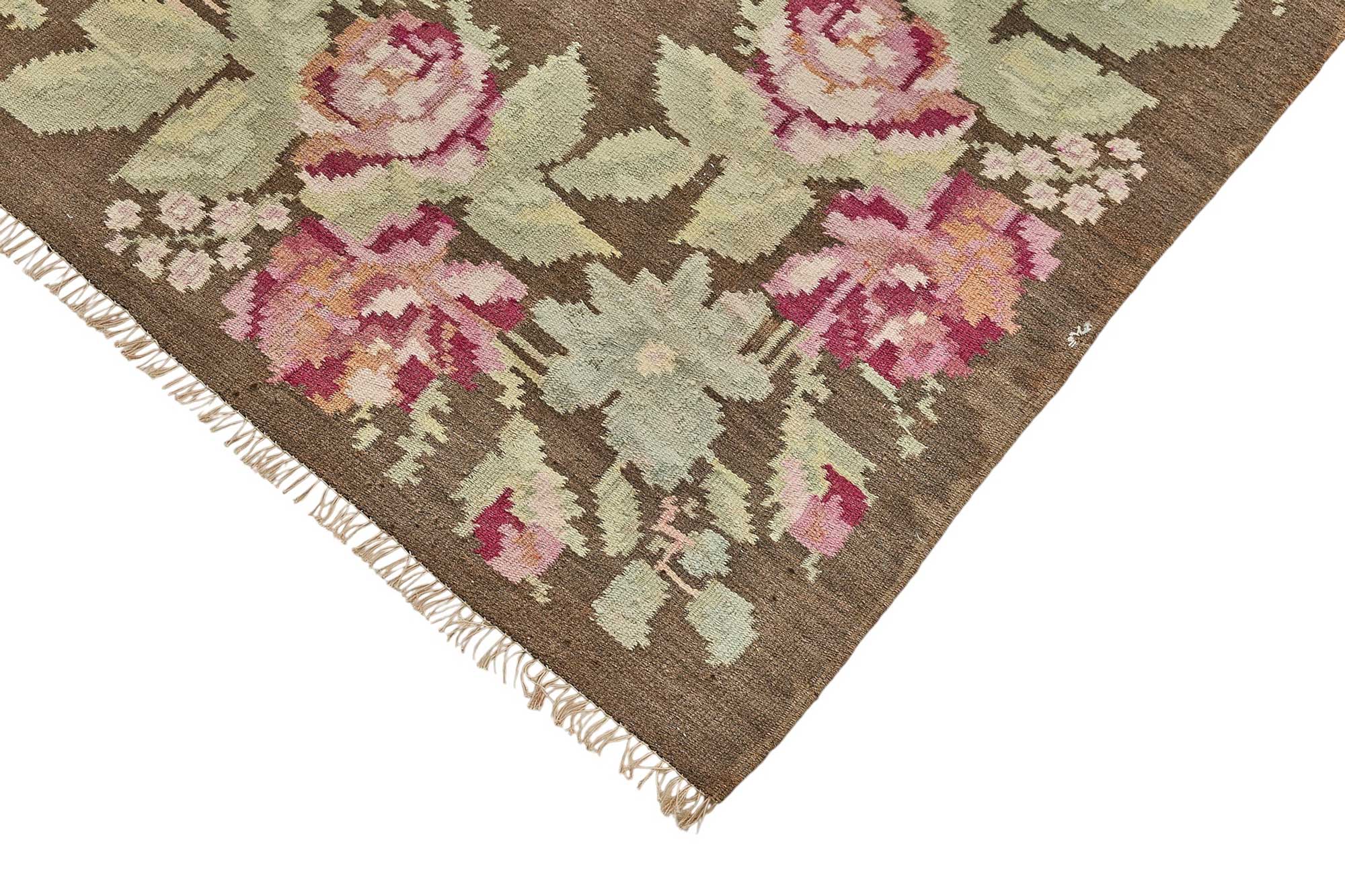 6x11 Brown Vintage Moldovan Kilim Rug - 51345