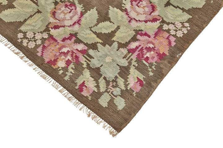 6x11 Brown Vintage Moldovan Kilim Rug - 51345