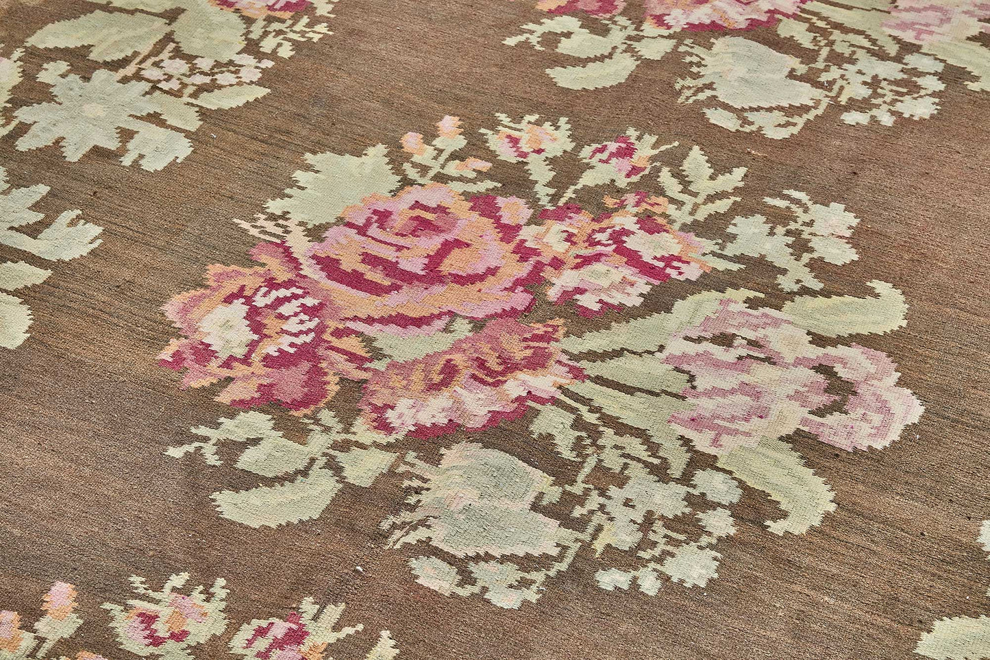 6x11 Brown Vintage Moldovan Kilim Rug - 51345