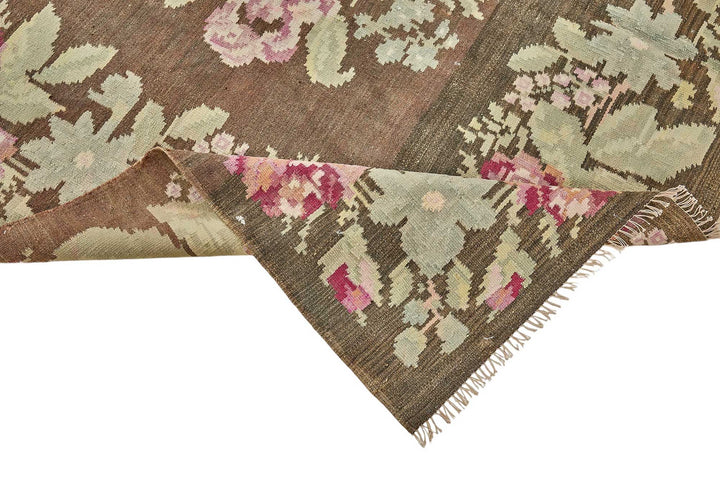 6x11 Brown Vintage Moldovan Kilim Rug - 51345