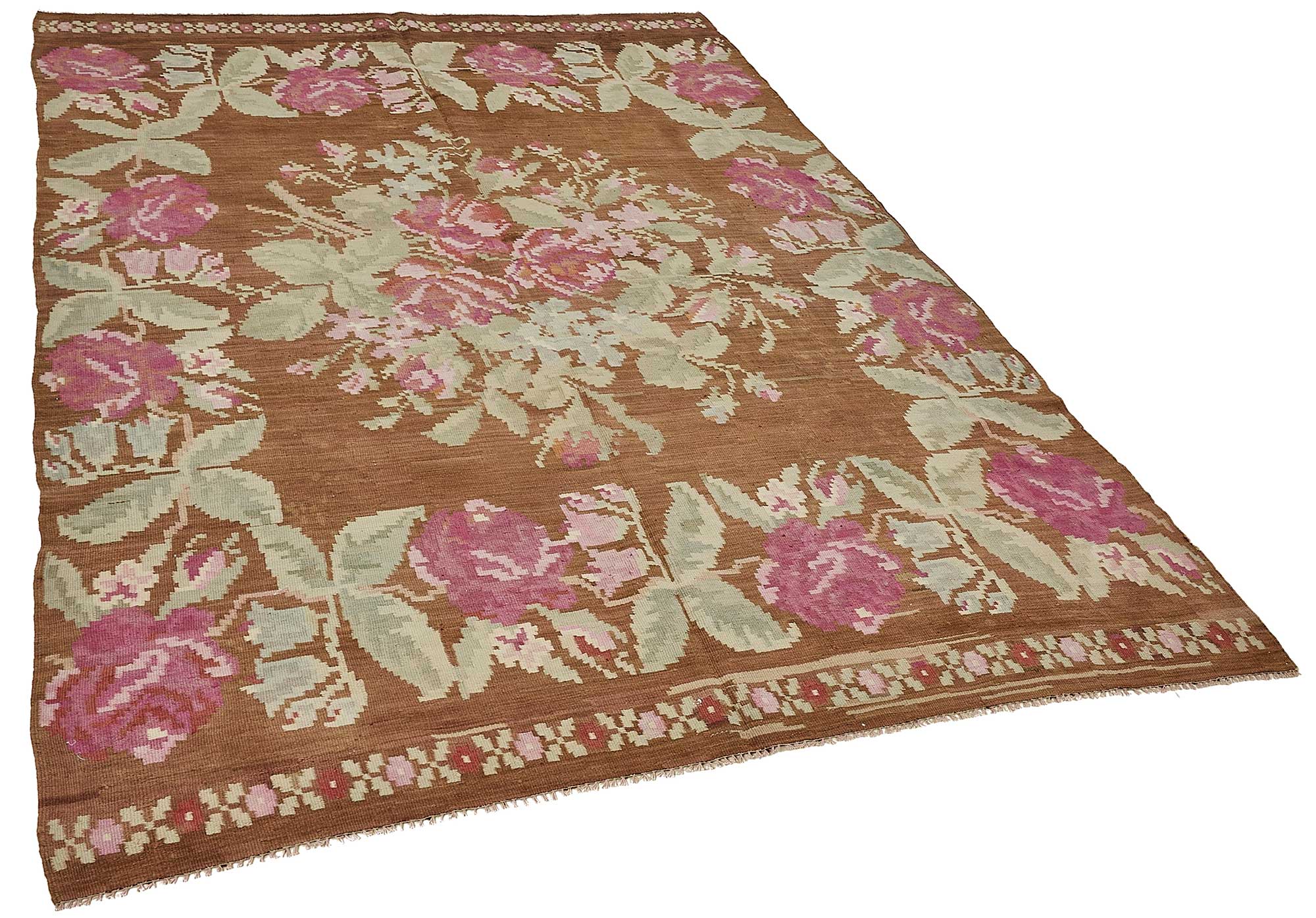 5x8 Brown Vintage Moldovan Kilim Rug - 51346