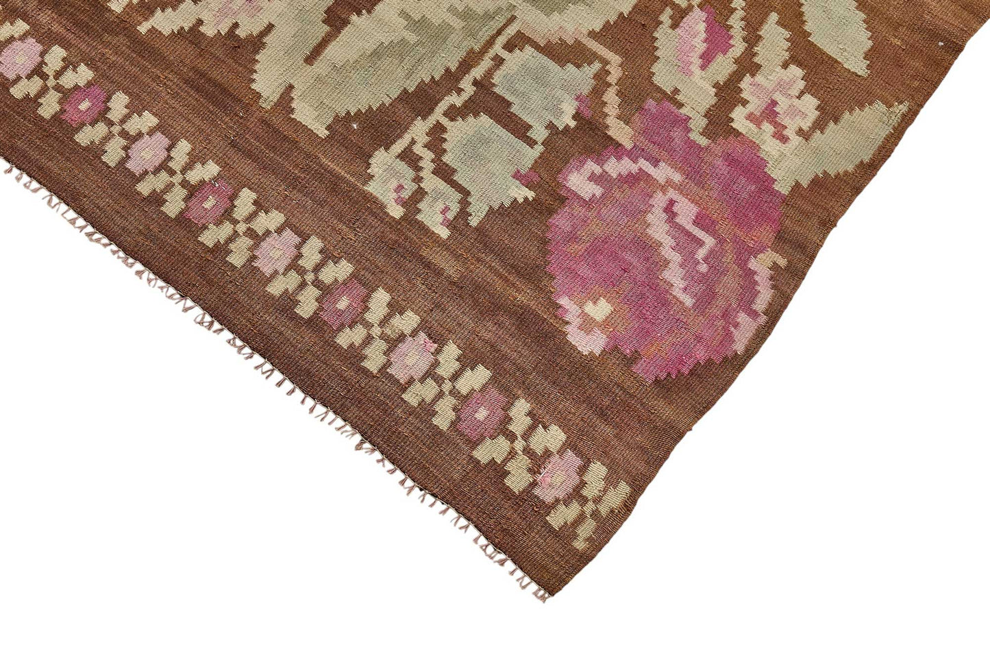 5x8 Brown Vintage Moldovan Kilim Rug - 51346