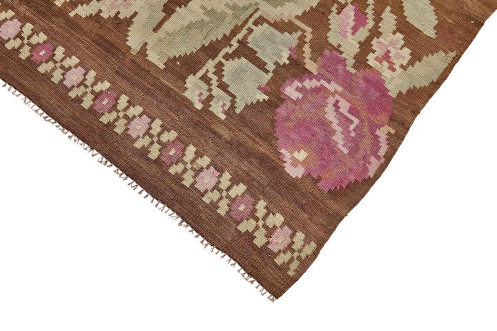 5x8 Brown Vintage Moldovan Kilim Rug - 51346